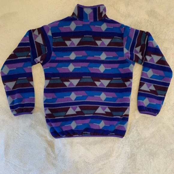 Patagonia Lightweight Synchilla Snap-T Fleece Pullover Purple Blue Aztec print - Picture 10 of 17